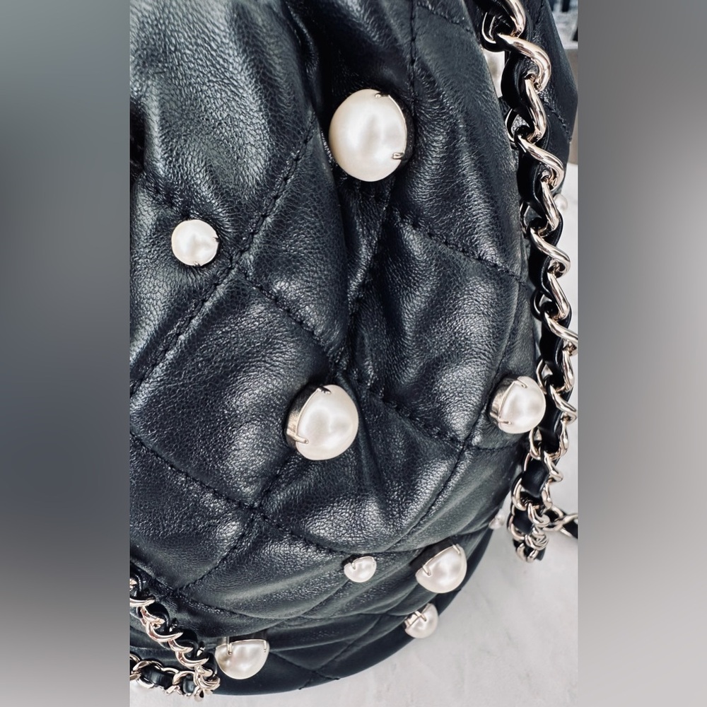 Brand new rare size CHANEL bucket bag with pearl embelishment - Picture 12 of 14